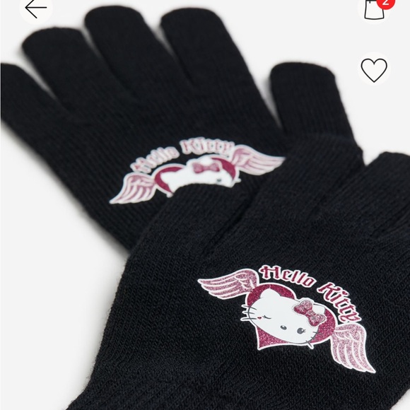 Kids hello kitty printed motif black gloves - Picture 2 of 7